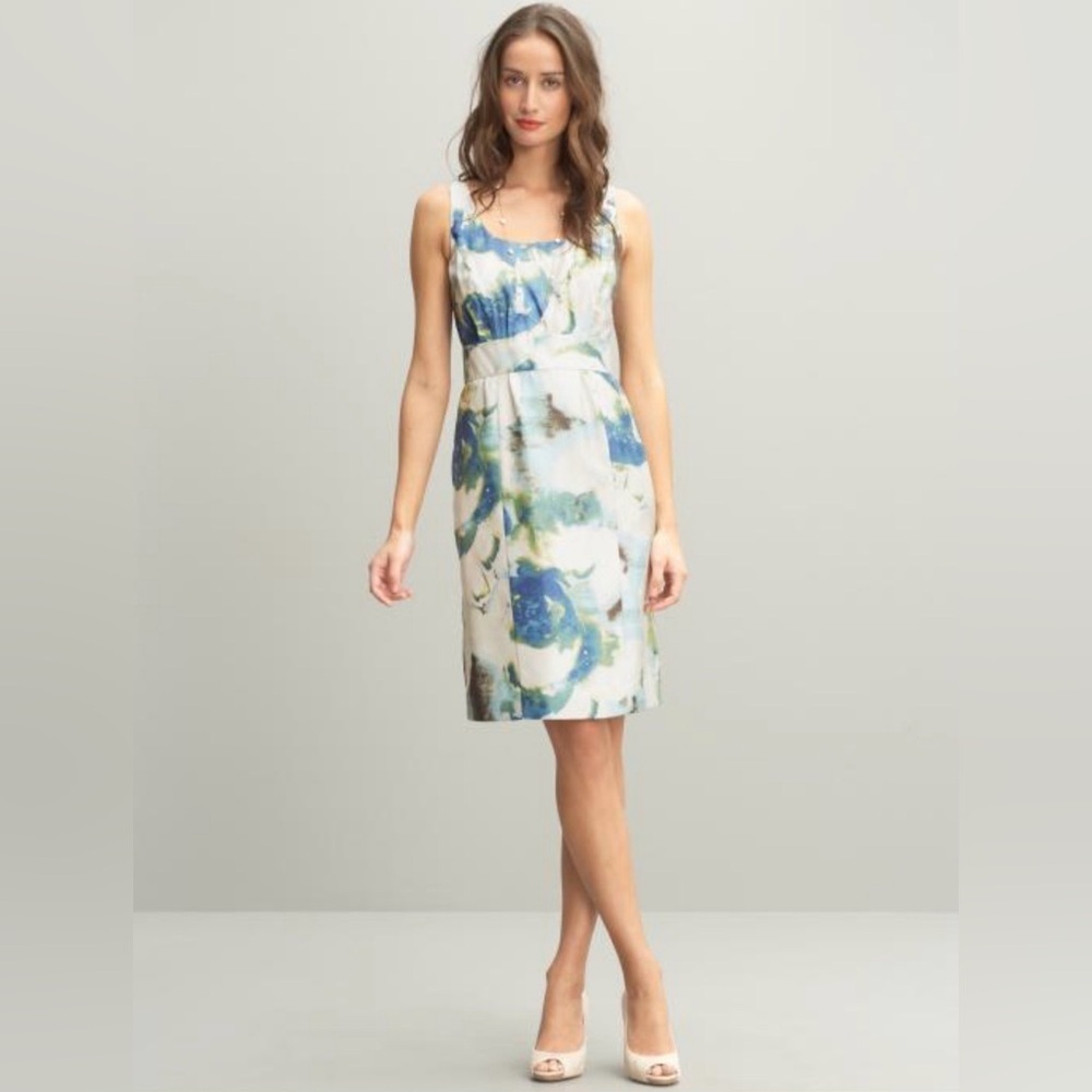 Banana Republic 100% Silk Floral Dress Sleeveless Pockets Knee Length Size 0